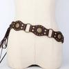 Womens Leather Pu Belt With Vintage Buckle And Fringe Design For Street Style