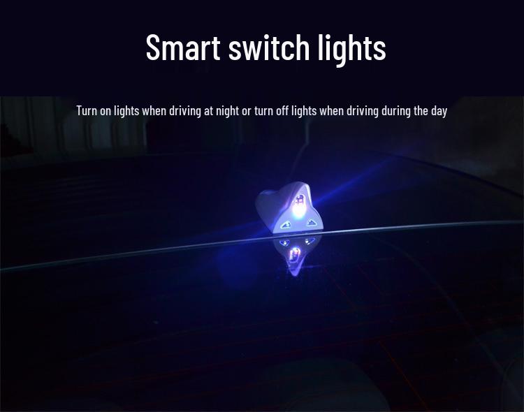 Colorful Shark Fin Solar-Powered Car Roof Antenna Light with Magnetic Tail Wing