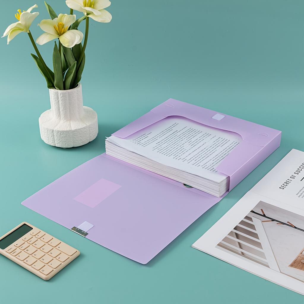 Large Capacity Colorful A4 Thickened Archive Box Foldable Plastic File Folder for Office Use, Accounting Documents Organization
