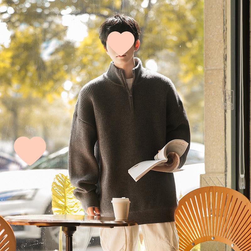 Men's Fall/Winter 2025 Cozy Loose-Fit Half-Zip High Neck Sweater