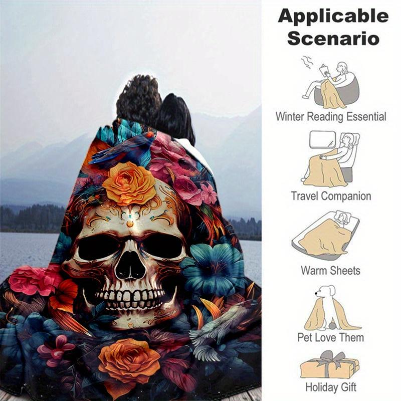 1pc Day of the Dead Theme Blanket,Living Room, Travel, Camping, Car Blankets