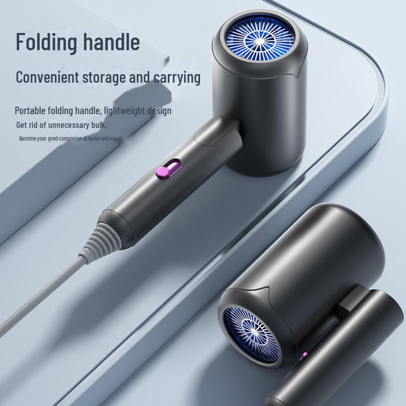 Compact Folding Quick-Dry Hair Dryer with Blue Light – T-Shaped Design for Home, Travel, and Dormitories
