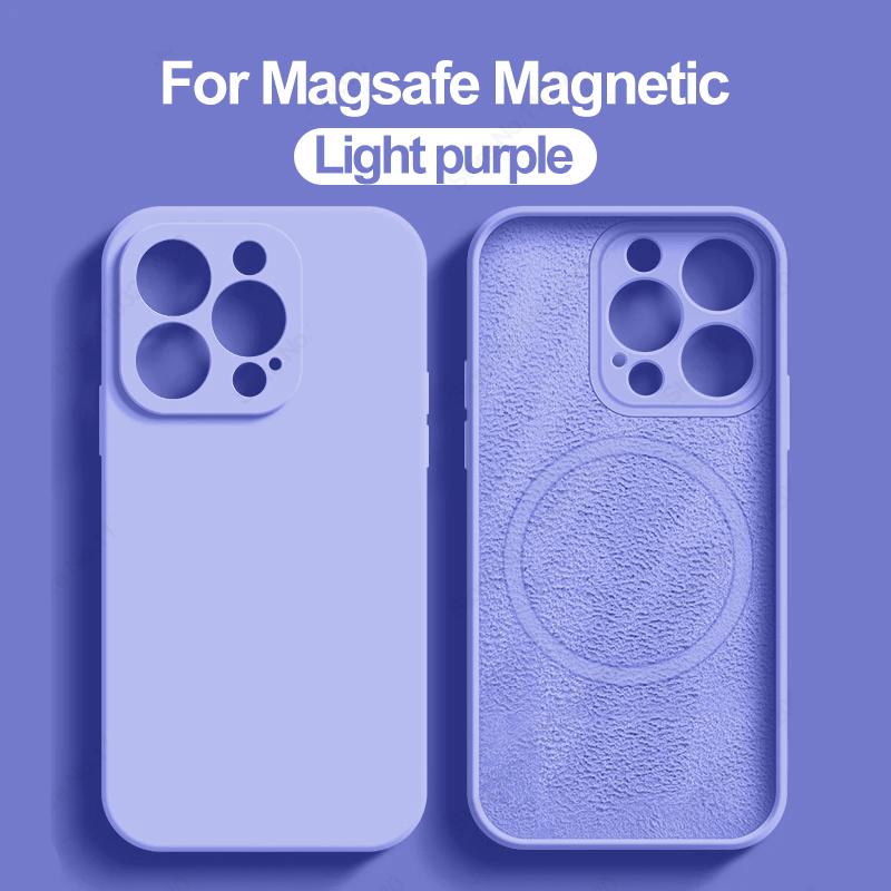 Pour étui magnétique Magsafe Pour 16 15 14 13 12 11 Pro Max 16 Plus Silicone Liquide Charge sans fil Housse Accessoires pour téléphone
