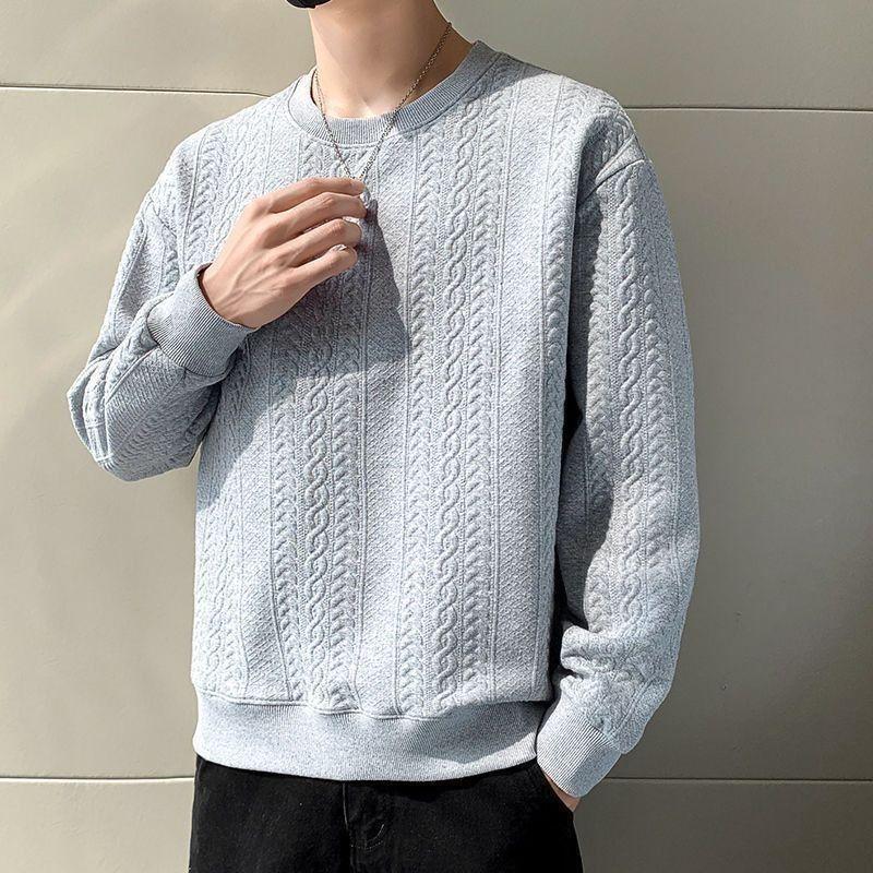 Men's Trendy Fleece-Lined Long-Sleeve Sweatshirt for Autumn/Winter