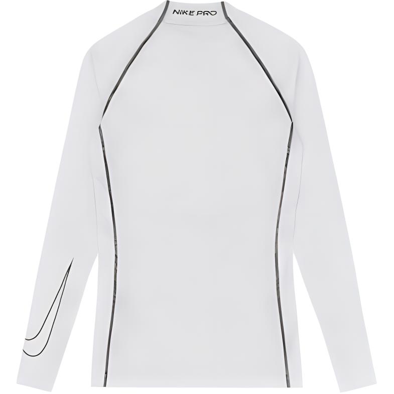 Nike Logo Print Solid Color Sports Training Tight Long Sleeve Fitness Top Men Tops White DD1987-100