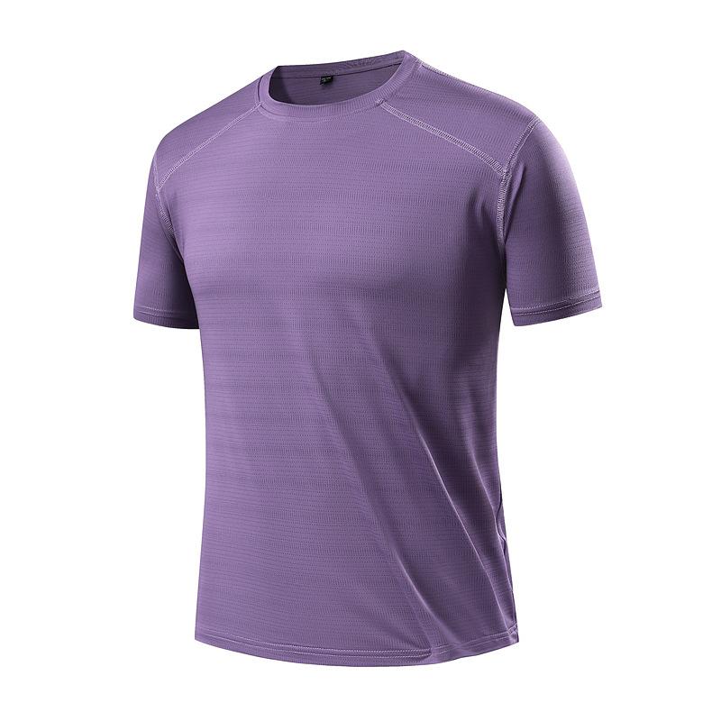 Large Size Short Sleeved T-shirt for Men's Summer Sports and Leisure, Ice Silk Half Sleeved T-shirt for Men's Solid Color Quick Drying Clothes