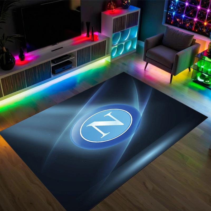 Napoli FC Design Crystal Velvet Carpet Cozy Non?Slip Printed Rug For Bedroom Living Room Entrance