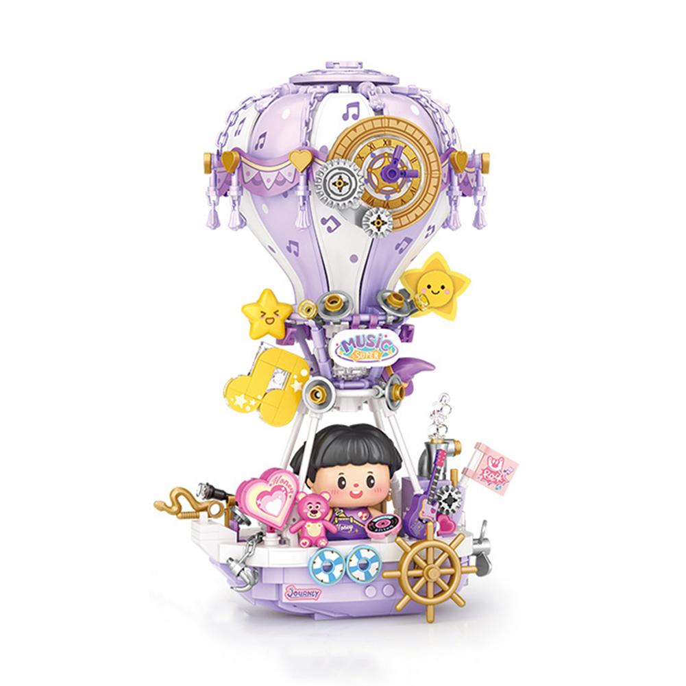 Hot Air Balloon Building Block Toy Colorful Hot Air Balloon Building Bricks With Light Music Gifts For Girls Boys