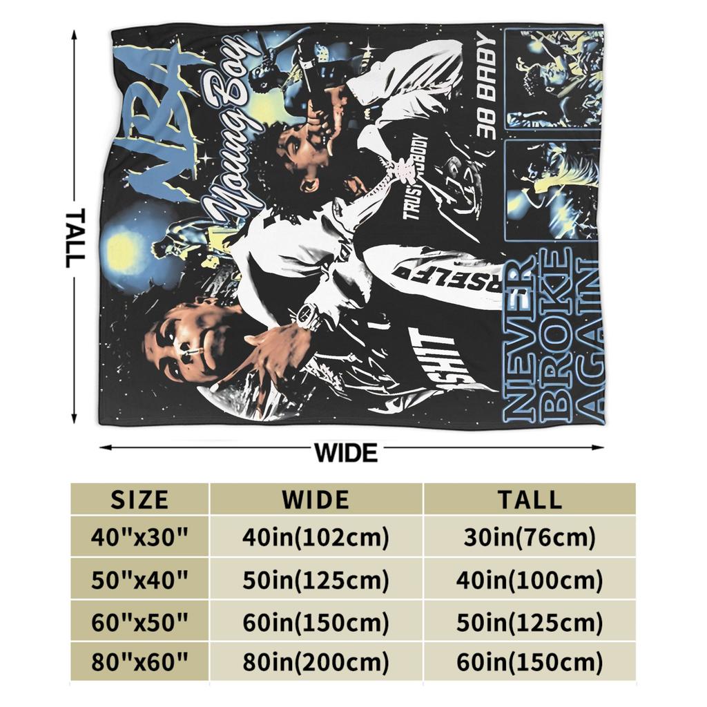 YoungBoy Never Broke Again Blanket  Super Soft Plush Throw Blanket For Bedroom Airplane Travel Flannel Bedspread Bed Cover