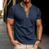 Business Casual Sommer Neu Herren O-Ausschnitt Knopf Kontrastfarbe Dünner Stil High Street Mode Büro Soziales Kurzarm Tops