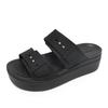 Crocs Brooklyn Buckle Low Wedge Heel Sandals Slippers Black 207431 001