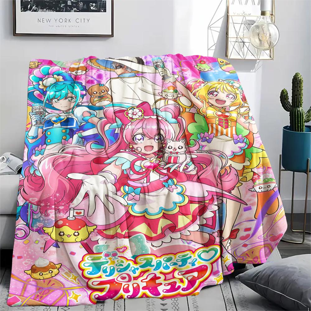 Pretty Cure All Characters pattern Flannel Blanket, High quality Comfortable for All Seasons, Home Decor, Warmth and Comfort, Perfect for Gifts.