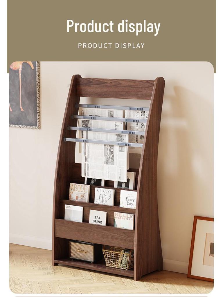 Floor-Standing Bookshelf & Magazine Display Rack