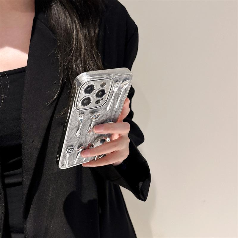 Creative Silicone Protective Cover for Apple 15Promax and 13 Cases, Anti-Fall and Unique Design