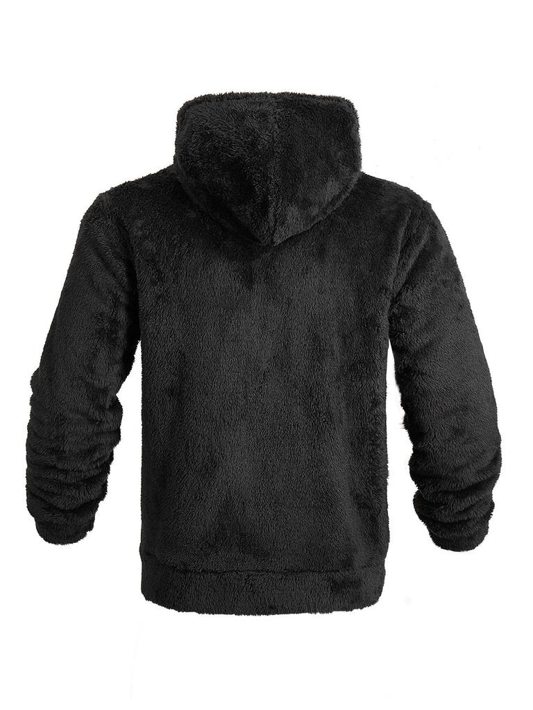 Men's American Style Double-Sided Fleece Hooded Jacket - Autumn/Winter, Zipper, Loose Fit, Casual Sweatshirt.