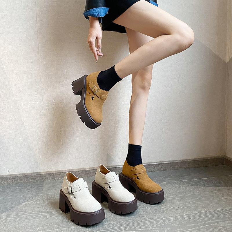 12CM inner height increase women's new thick-soled retro small outer wear single shoes small size 33