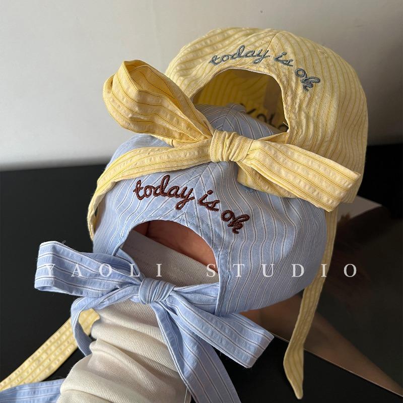 YaI vintage striped today embroidered baseball cap children shading big head circumference showing face small peaked cap men