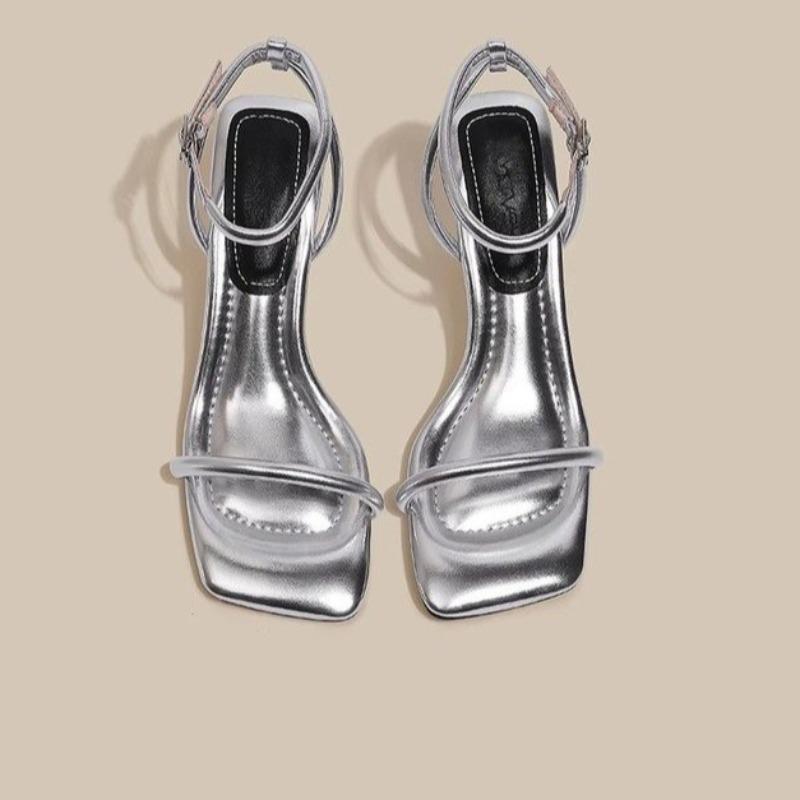 Fashion 2025 Summer Women's Roman Sandals Open Toe Office and Career Fashion Buckle Strap Outdoor New Solid Best Seller Heeled Sandals