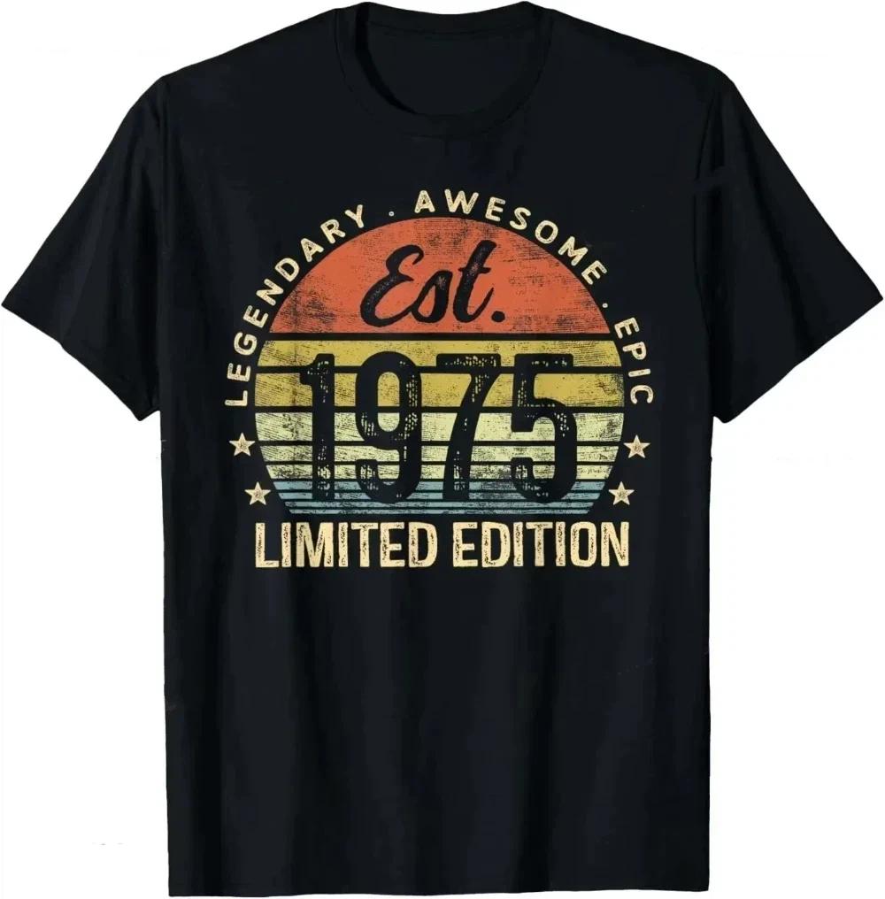 50th Birthday Gifts Men Women 50 Years Old Vintage 1975 Party TShirt Women Men Clothing Streetwear Graphic T Shirts Tops