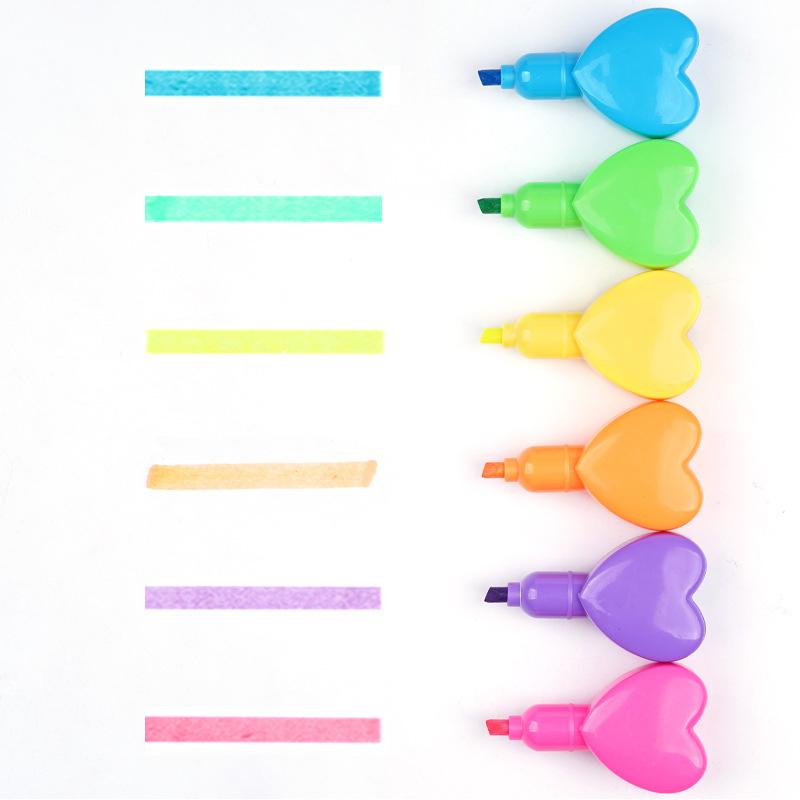 

Кавайный многоцветный сборный маркер-сердечко, флуоресцентный, студенческий подарок, канцелярская ручка 1pc