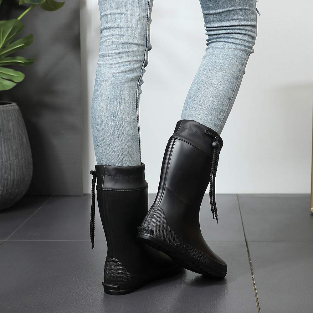 Fashion Crestar Mid Calf Rain Boots For Women Fashion Collar Gardening Boots Outdoor Ultra Lightweight Portable Waterproof Garden Shoes