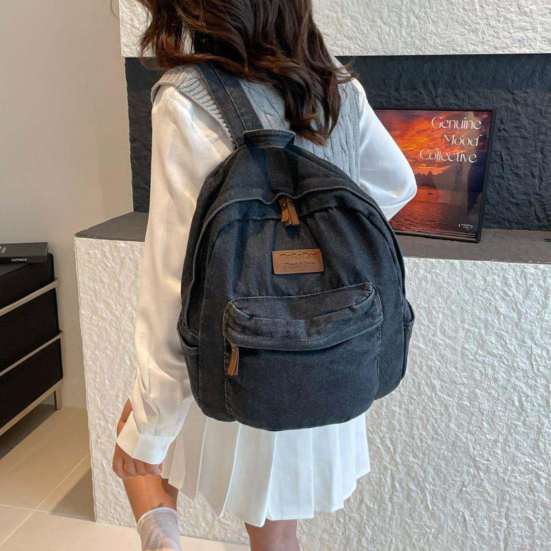 Denim Ryggsäck Dam Ryggsäck med stor kapacitet Student Skolväska