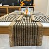 INS-style Paper Rope Woven Placemat, Color-block Holiday Decorative Mat Creative Paper and Jute Blended Heat-resistant Table Mat