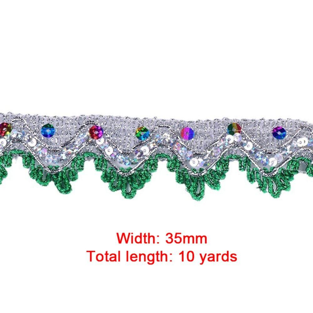 35mm Width Sequin Lace Trim Golden Silver Sewing Braided Lace Lace Trim Ribbon  For Dress Making