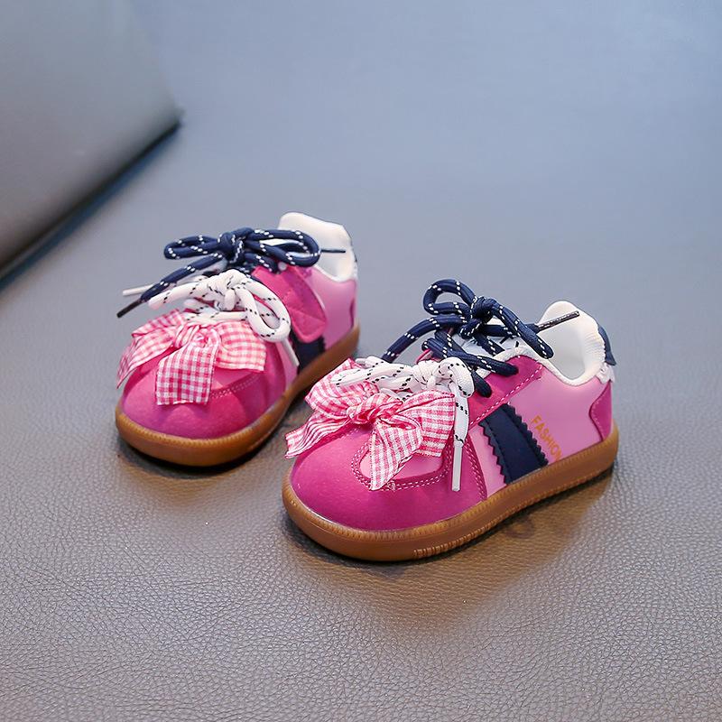 Girls' casual and comfortable breathable German training shoes 2025 spring and autumn new bow foreign style Korean version sports shoes