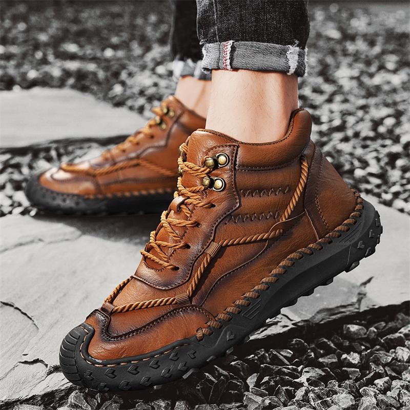 Autumn Winter Handmade Men Boots Shoes Comfortable Ankle Boots Casual Moccasins Tooling Leather Shoes