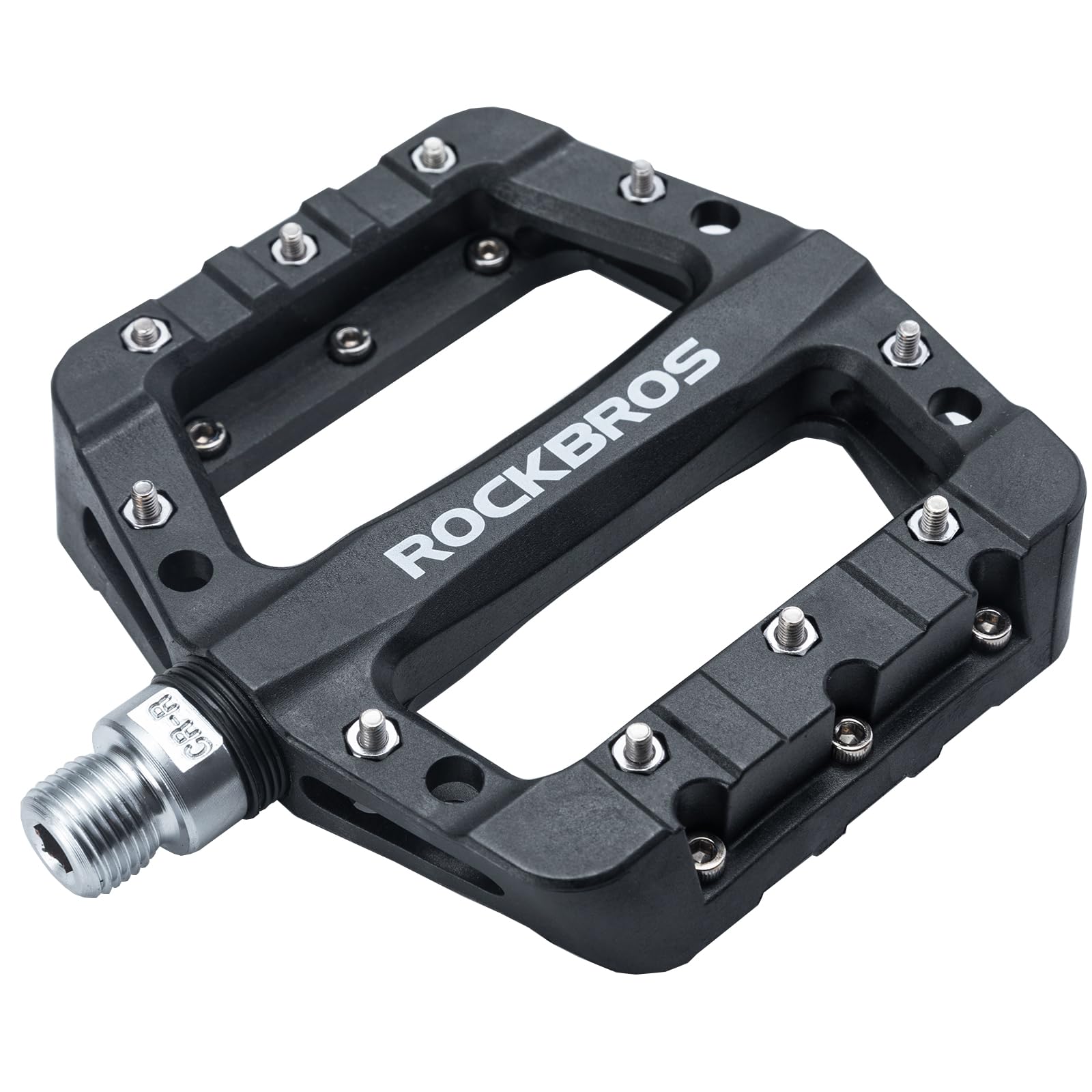 

ROCKBROS Bicycle Flat Road Nylon Large Surface Pedals, Pedals, Lightweight, MTB, Bike, Fiber, Area, Anti-Slip, BMX, 9/16 (Pair) (Black) чорний