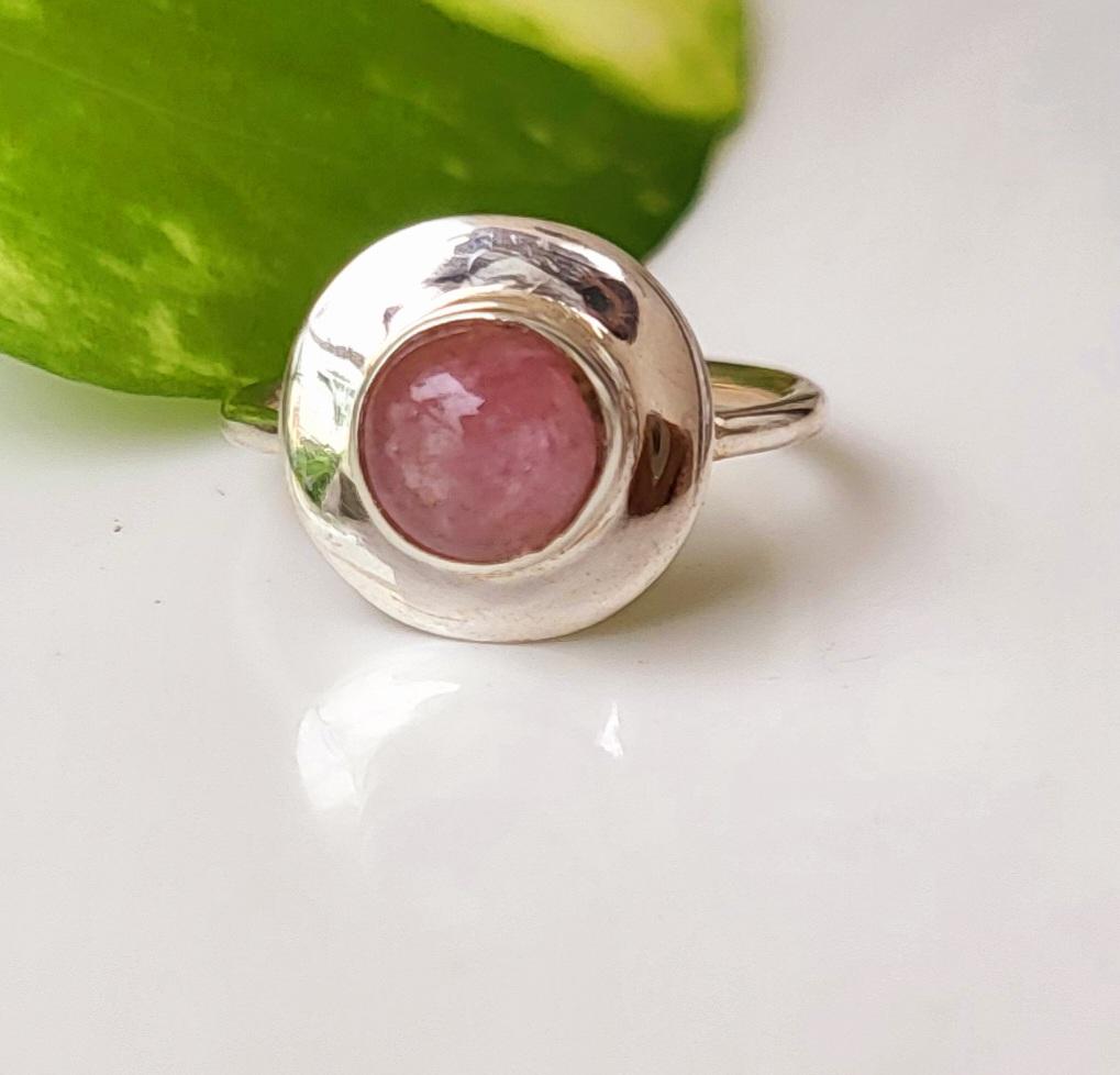Natural  Pink Tourmaline Gemstone 925 Sterling Silver Designer  Ring Size 5.5 US