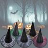 Cosplay Costume Witch Hat Mesh Wizard Hat for All Age Halloween Party Hat Role Play Witch Hat Cloche Hat Headwear