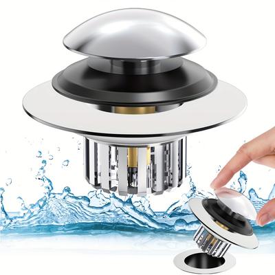Kupfer Badewannenstöpsel mit Haarfänger 2-in-1 Pop-up Badewannenstöpsel Verstopfungsfreier Filterkorb für 145-18 Zoll Abfluss Spülenabfluss