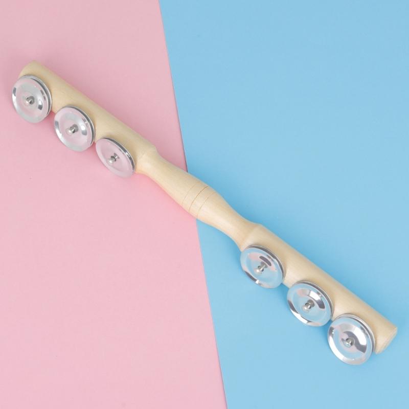 Straight Tambourine Hand Bells Shaker Rattle Single Row Handheld Tambourine