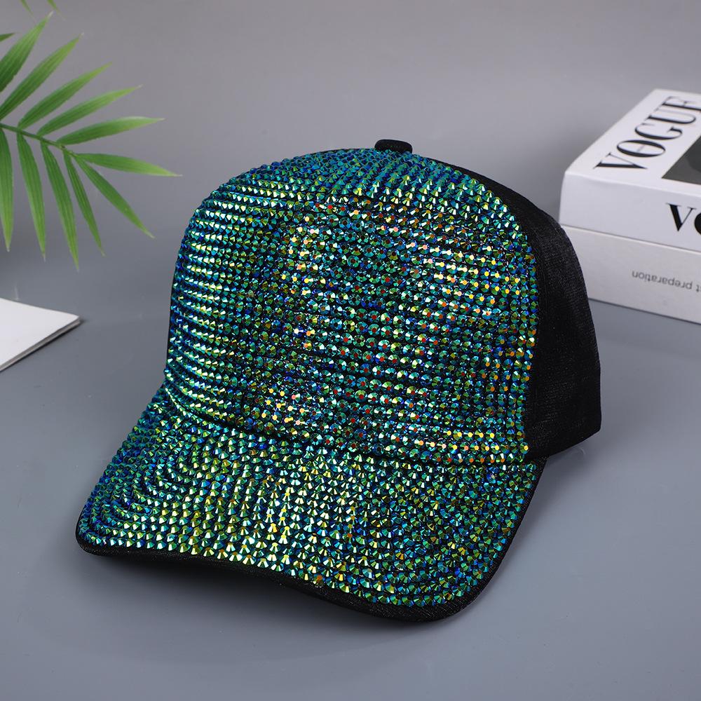 Summer Korean Version Colorful Rhinestone Baseball Cap For Women Sun Protection Sunshade Personality Full Diamond Cap For Men