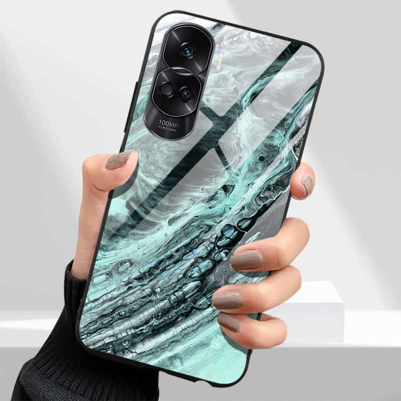 Tempered Glass Hard Cover For Honor 90 Lite 5G Case Lovely Marble Funda Coque For Honor 90 Pro Honor90 90Lite 90Pro Phone Shells