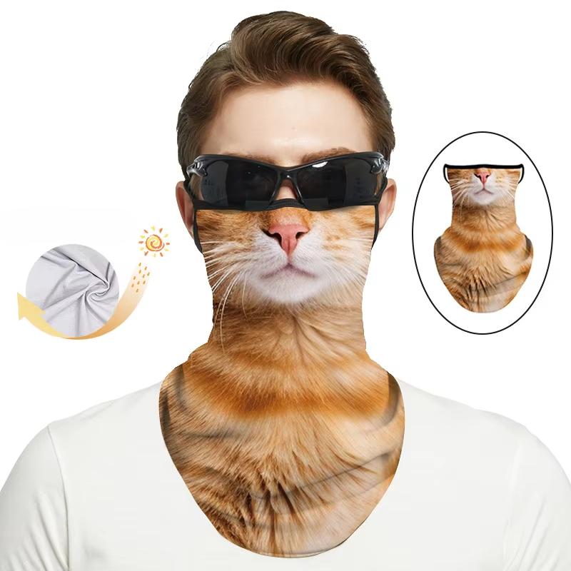 Creative Cat Dog Pattern Outdoor Sport Sunscreen Mask Road Riding Half Face Protective Mask Summer Breathable Ice Silk Face Mask