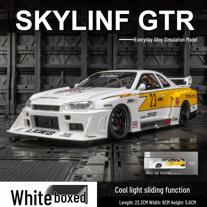 

Jinlifang Nissan GT-R34 Skyline Трековая версия Модель автомобиля из сплава Оттягивание назад