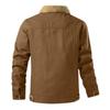 Men's Solid Color Button Pocket Work Jacket Men's Casual Plush Coat