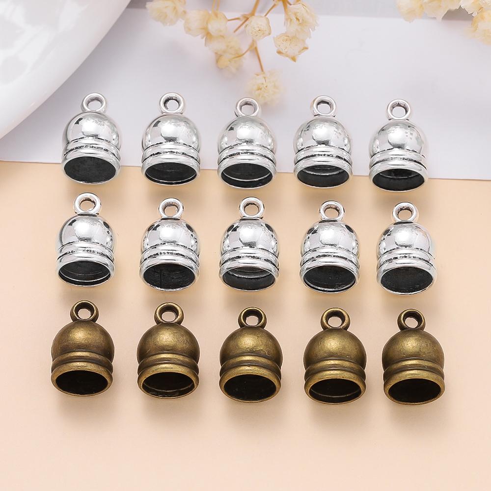 10Pcs/lot Necklace End Crimp Bead Leather End Caps Cord Cover Necklace Bracelet End Tip Cap DIY Jewelry Making Finding