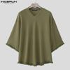 INCERUN Oversized Men's Batwing Sleeve T-Shirts Casual Loose Texture Tops