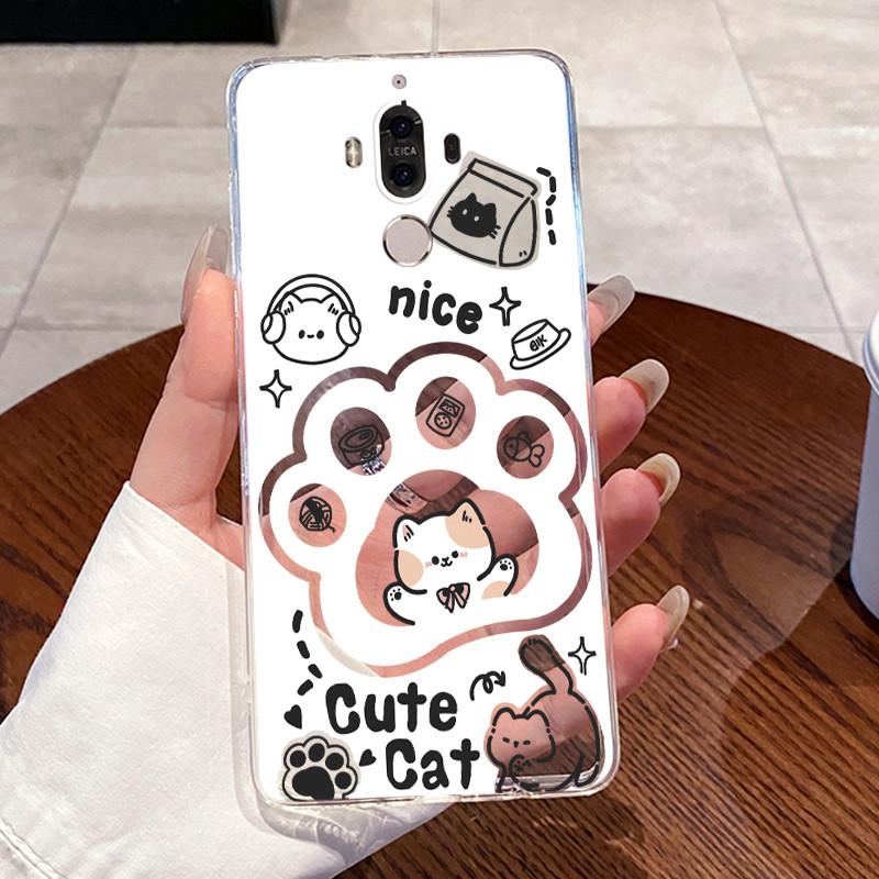 Jelly Casing For Huawei Mate 9 Coque Funda Clear Silicone Soft TPU Back Cover Cute Cat Rabbit Heart Protective Case Capa