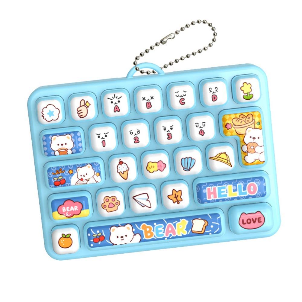 Cartoon 26 Keys Keyboard Keychain Animals Stress Relief Fidget Toy Backpack Decor