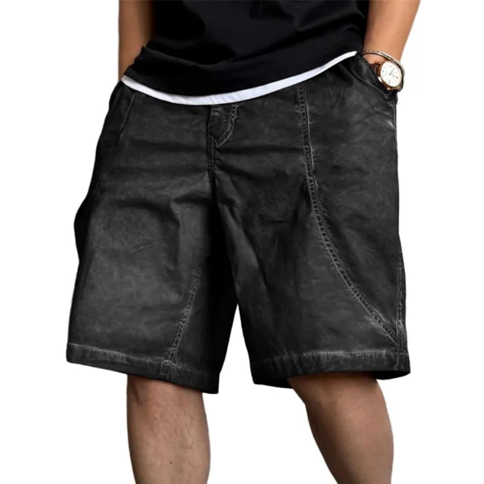 

Men s Fashionable Casual Washed And Distressed Five-inch Length Sports Shorts L чёрный