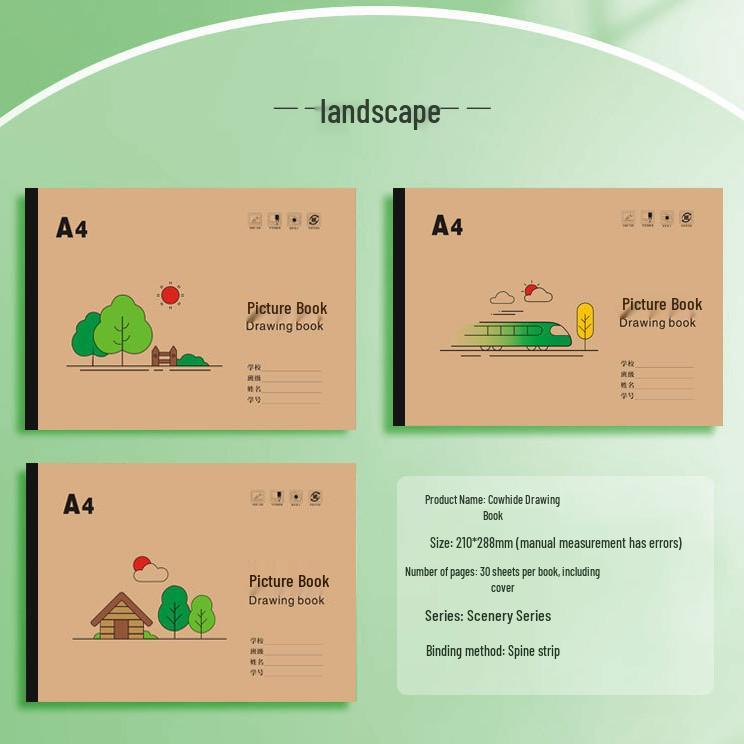 A4 Thickened Cowhide Drawing Book for Children: Sketch & Doodle Art Paper