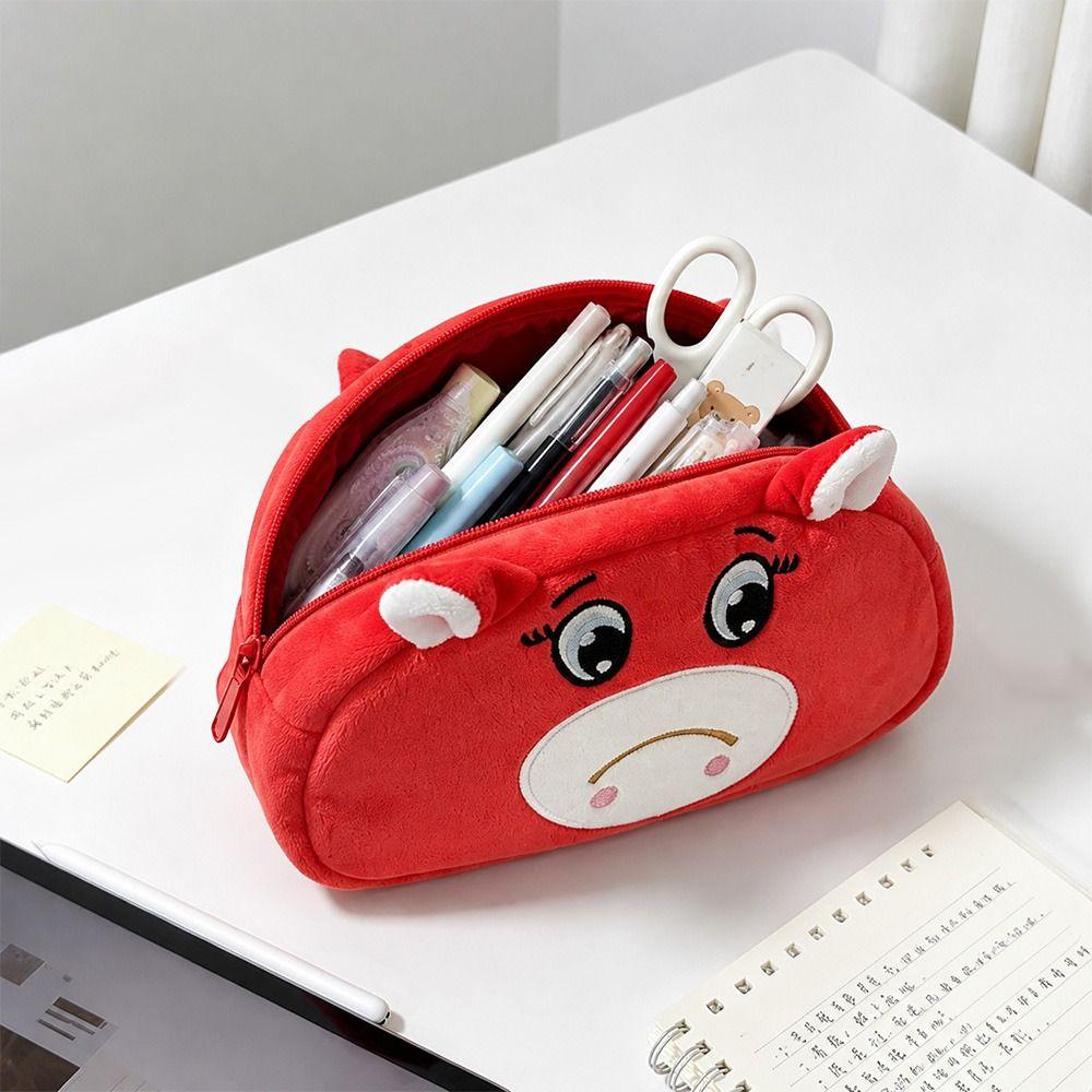 Large Capacity Pencil Case Plush Stationery Pouch Cartoon Earphone Pouch Stationery Organizer
