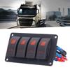 4 Gang Rocker Switch Panel LED Backlight 5‑Pin Overheat Protection for 12V 24V Vehicle Marine Yacht BoatOrange Light