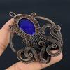 Blue Sapphire Pendant, Handmade Gemstone Pendant, 999 Copper Wire Wrapped Pendant Antique Jewelry, For Engagement Gift