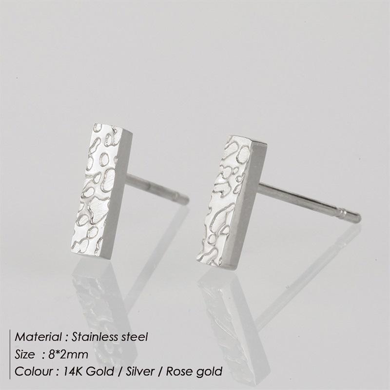Korean Style Titanium Steel Geometric Earrings - European & American Stainless Steel Stud Jewelry.